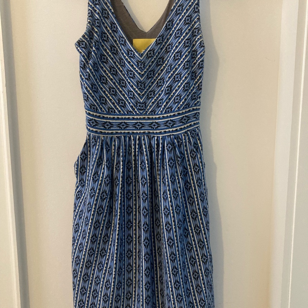 Maeve anthropology Blue Patterned Sleeveless Dress